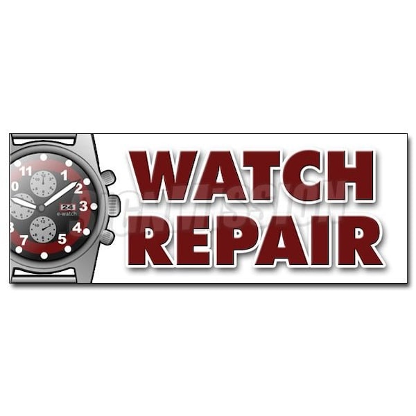 WATCH REPAIR DECAL sticker batteries jewelry gems bands appraisals, D-24 Watch Repair